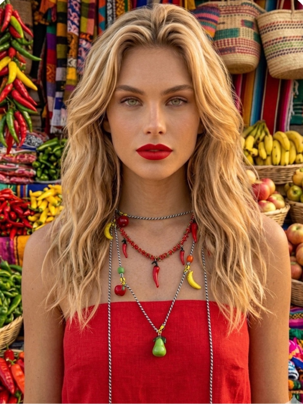 NWT ⚜️♥️⚜️ ZARA Red Chain Chili Pendant Double-layer Necklace